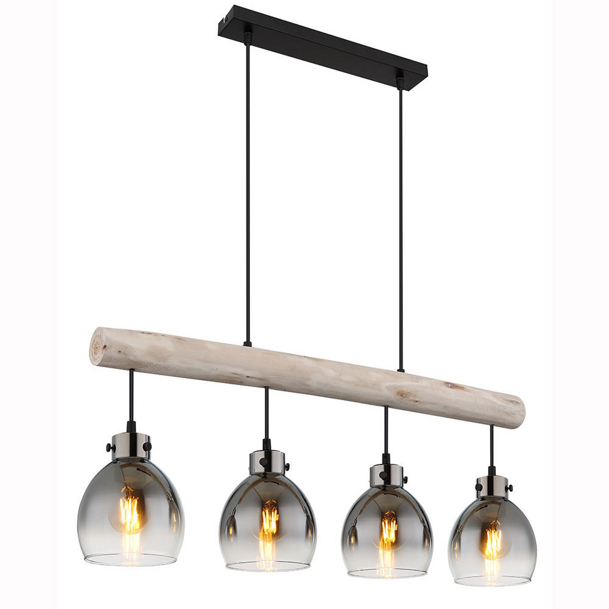 LED HÄNGELEUCHTE Metall Glas Rauchgrau - Grau, Holz (82.5/15/140cm) - Globo Lighting