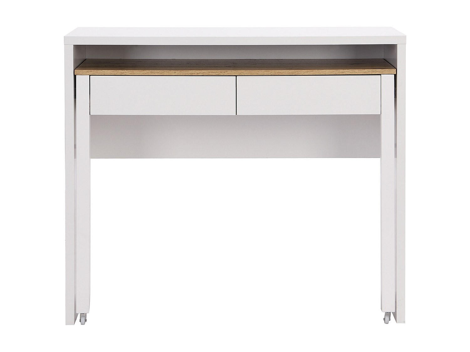 KONSOLENSCHREIBTISCH - 100 cmcm x 40 cmcm - Holz, Platte - Naturfarben Hell, Weiß - LOAVIA - Naturfarben/Weiß, Holz (100/87/40cm) - Vente-Unique