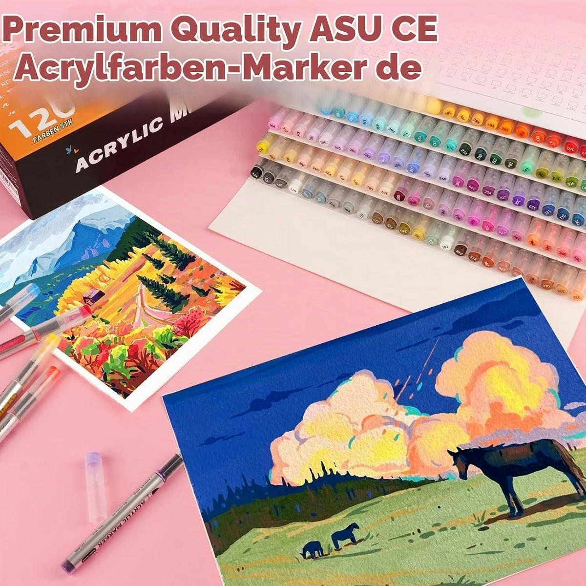 ACRYLSTIFTE Set 120 Farben Brush Tip Wasserfest - Multicolor, Kunststoff (1.3/1.3/13.4cm)