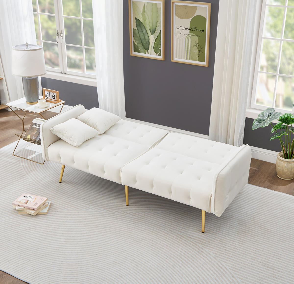 SCHLAFSOFA DE-35361 mit verstellbaren Lehnen Antikweiß - Weiß, Holzwerkstoff (82/70/178cm) - ComfortXL