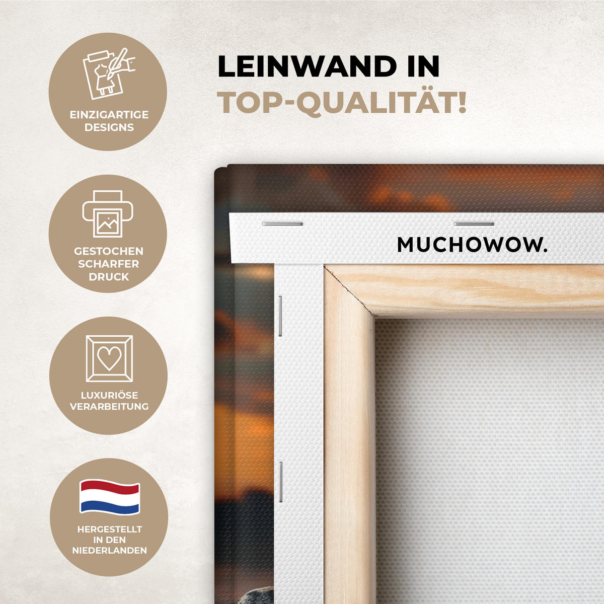 LEINWANDBILD Natur - Leopard - Tier - Sonnenuntergang - Modern 40x30 cm - Orange, Textil (40/30cm) - MuchoWow