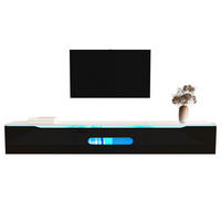 TV Lowboard LED, hängend, 3 Klapptüren, Schwarz Weiß - Schwarz, Holz (180/30/35cm)