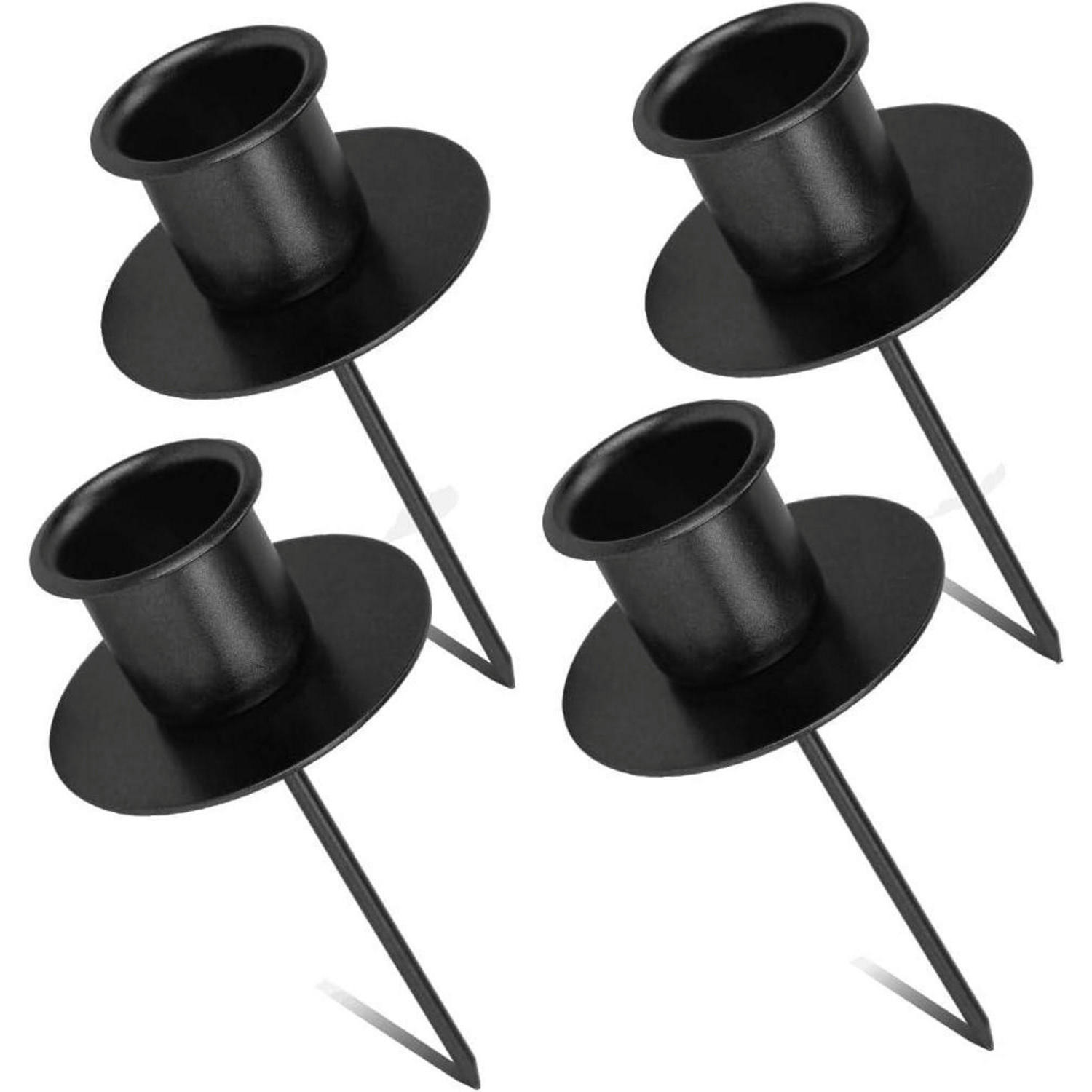 KERZENHALTER 4-teiliges Set Schwarz mit Teller - Schwarz, Metall (5/2.5/10.5cm)
