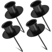 KERZENHALTER 4-teiliges Set Schwarz mit Teller - Schwarz, Metall (5/2.5/10.5cm)