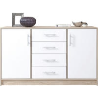 KOMMODE VANO 140/84/40cm mit 4 Schubladen 2 Türen Eichefarben - Weiß/Sonoma Eiche, Holzwerkstoff (140/84/40cm) - MASSENO