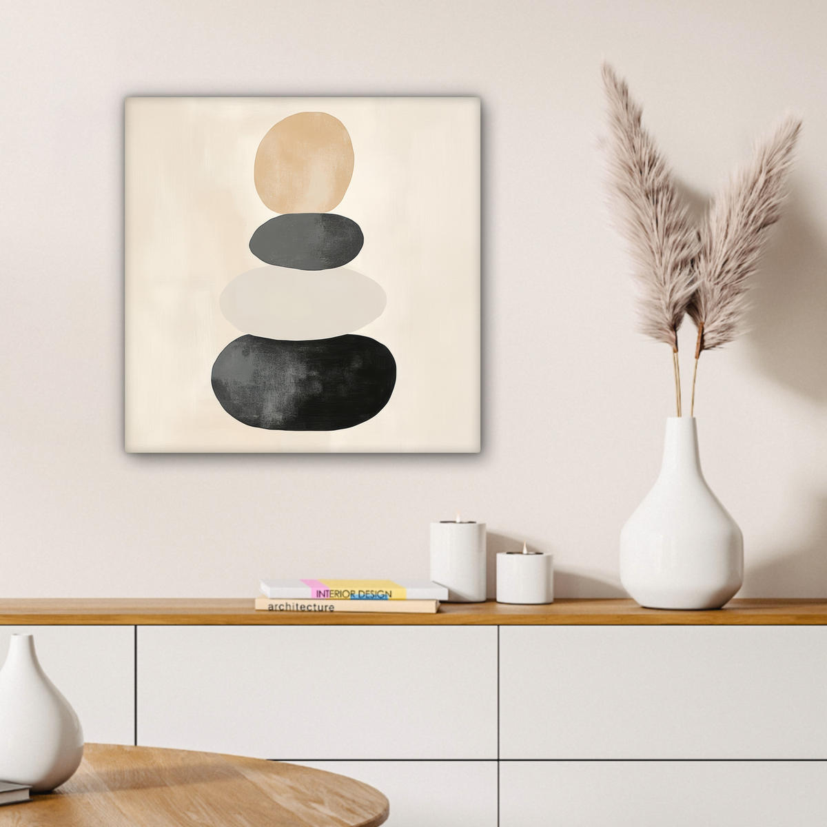 LEINWANDBILD Japandi - Wabi sabi - Beige 50x50 cm - Taupe, Textil (50/50cm) - MuchoWow