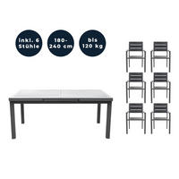 SITZGRUPPE CALIDO MADERA - 7 tlg. - Anthrazit, Metall - Home Deluxe