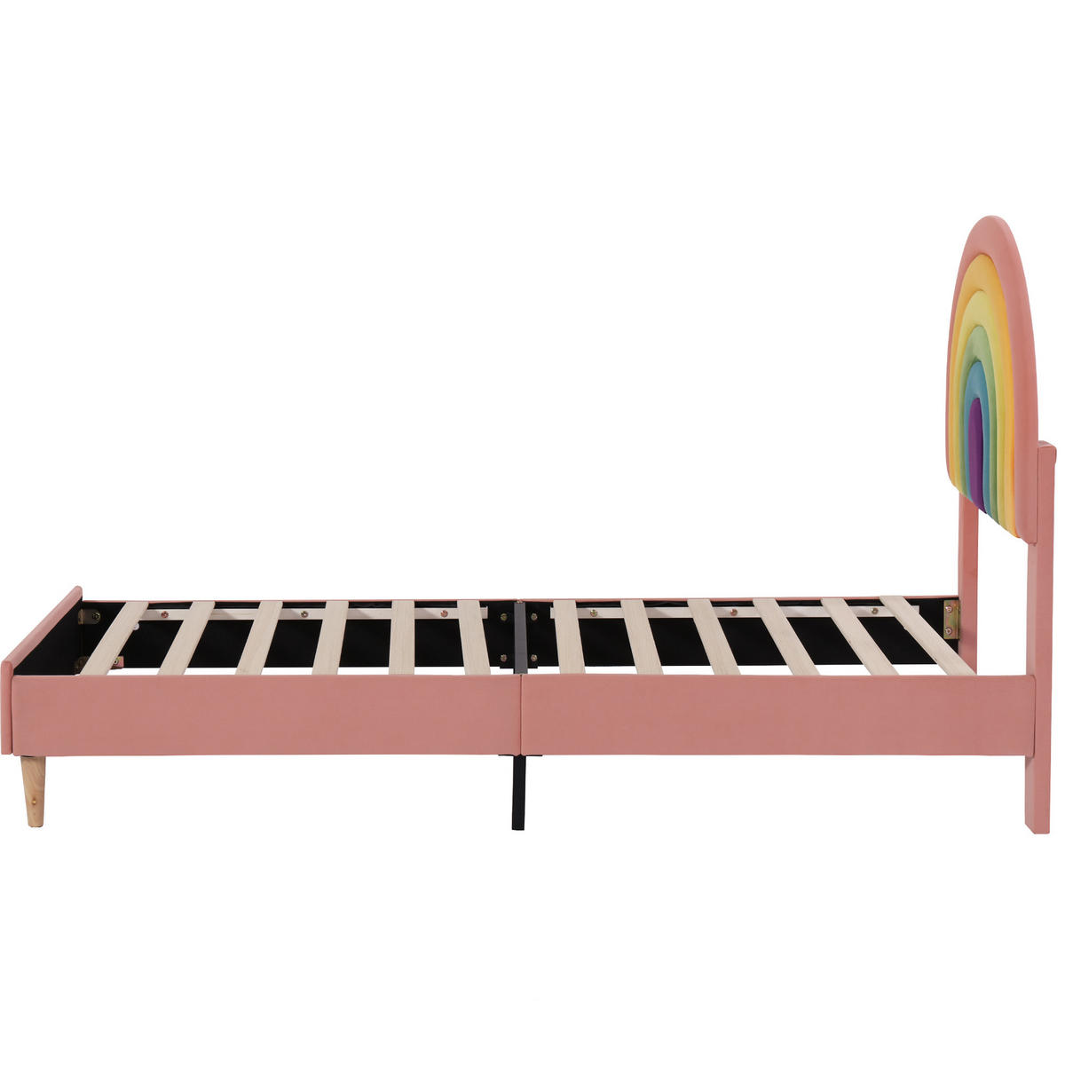 POLSTERBETT aus Samt 90x200 cm in Rosa mit Lattenrost & verstellbarem Kopfteil - Rosa, Textil (90/200cm) - Modfu