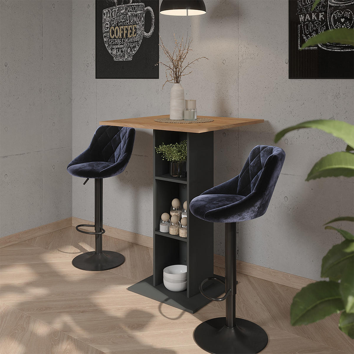 BARSKE STOLICE Sena, Crna, 38.5 x 84 cm - crna, tekstil (47.5/84/49cm) - Vicco