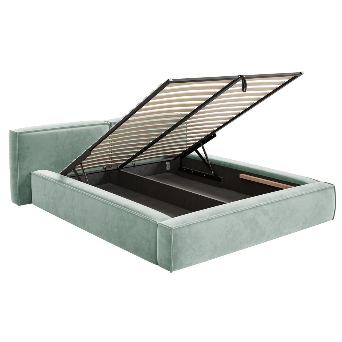 POLSTERBETT Tilves Low Salbeigrün 160x200 cm - Schwarz/Hellgrün, Kunststoff/Textil (160/200cm) - Selsey