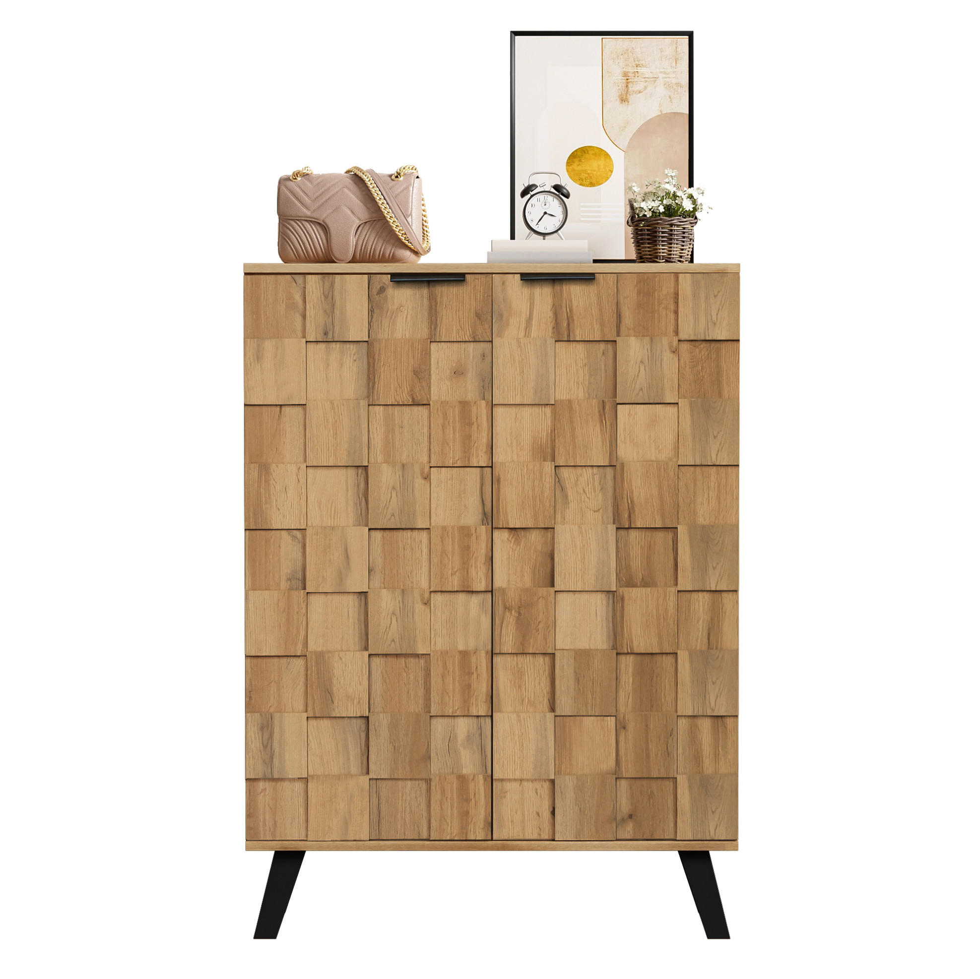 SCHUHSCHRANK 80,5/35/109,5 cm in Holzoptik mit 5 Fächern und verstellbaren Böden - Naturfarben, Holzwerkstoff (80.5/109.5/35cm) - Flora Grace