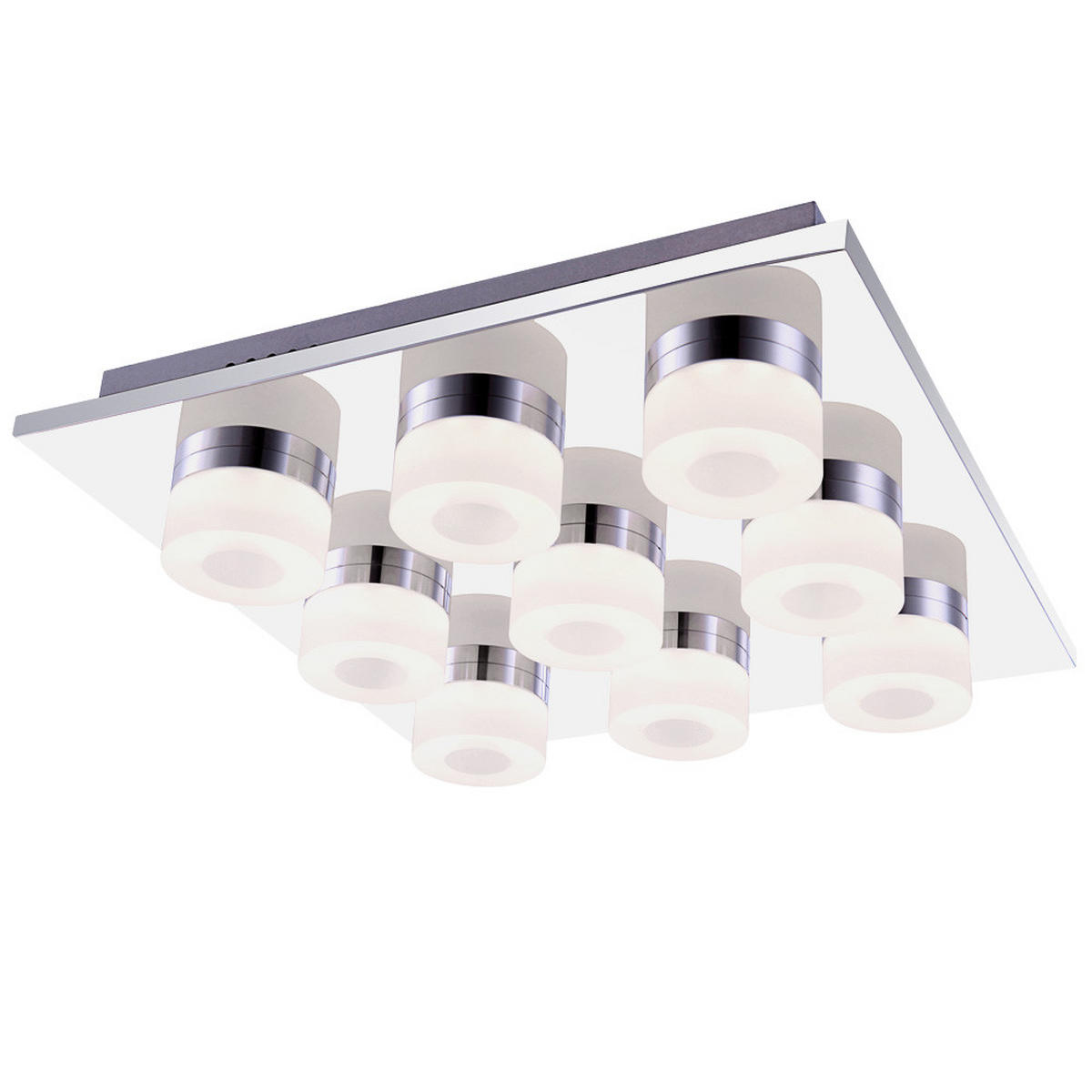 LED DECKENLEUCHTE Panamera Silber satiniert - Silberfarben, Metall (36/36/8cm) - Globo Lighting