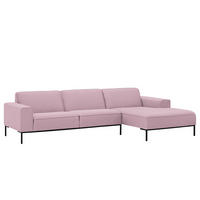 ECKSOFA mit Longchair - Webstoff - Schwarz/Rosa, Textil (285/168cm) - home24