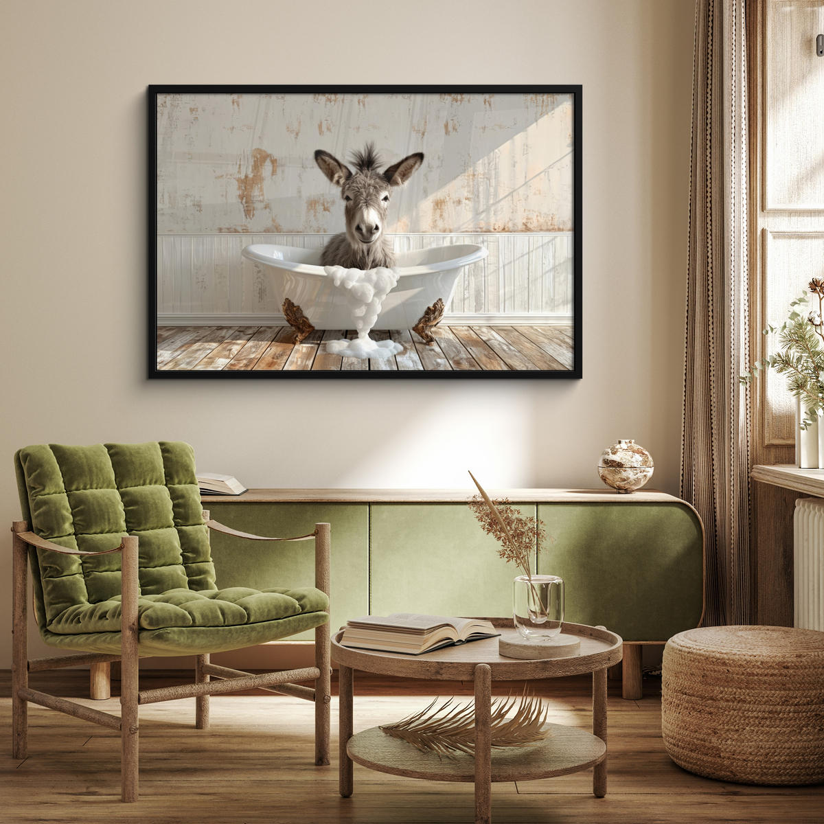 ZARÁMOVANÝ PLAGÁT Osol - Zvieratá - Vaňa - Pena 120x80 cm - biela, papier (120/80cm) - MuchoWow