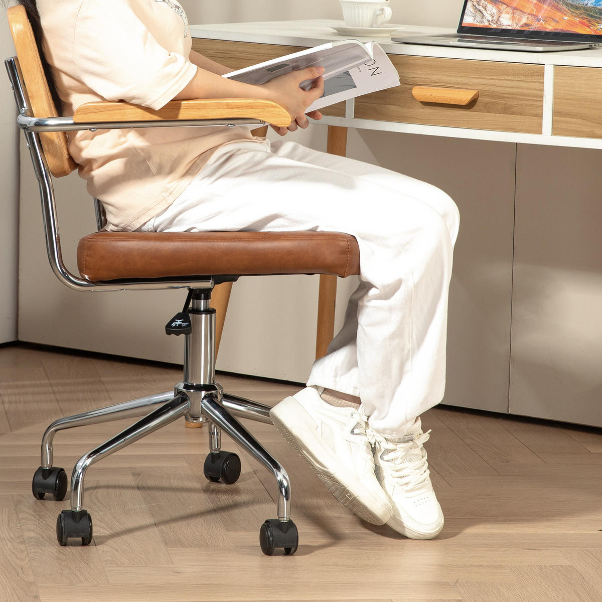 DREHSTUHL DE-11710 60/55,5/82-90 cm Braun - Braun, Metall (55.5/90/60cm) - ComfortXL