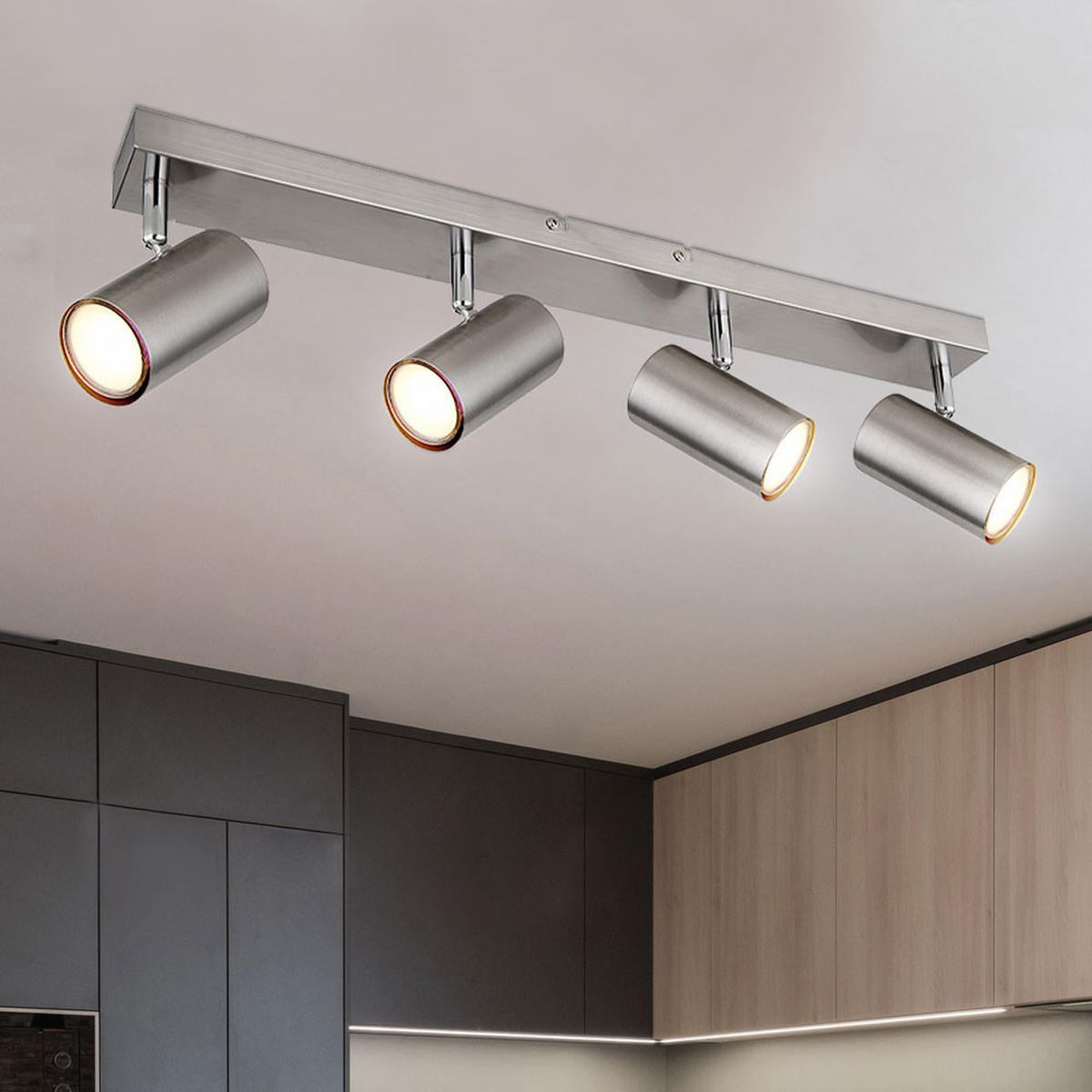 LED DECKENLEUCHTE Nickel Silber matt - Silberfarben, Metall (56/6/12cm) - Globo Lighting