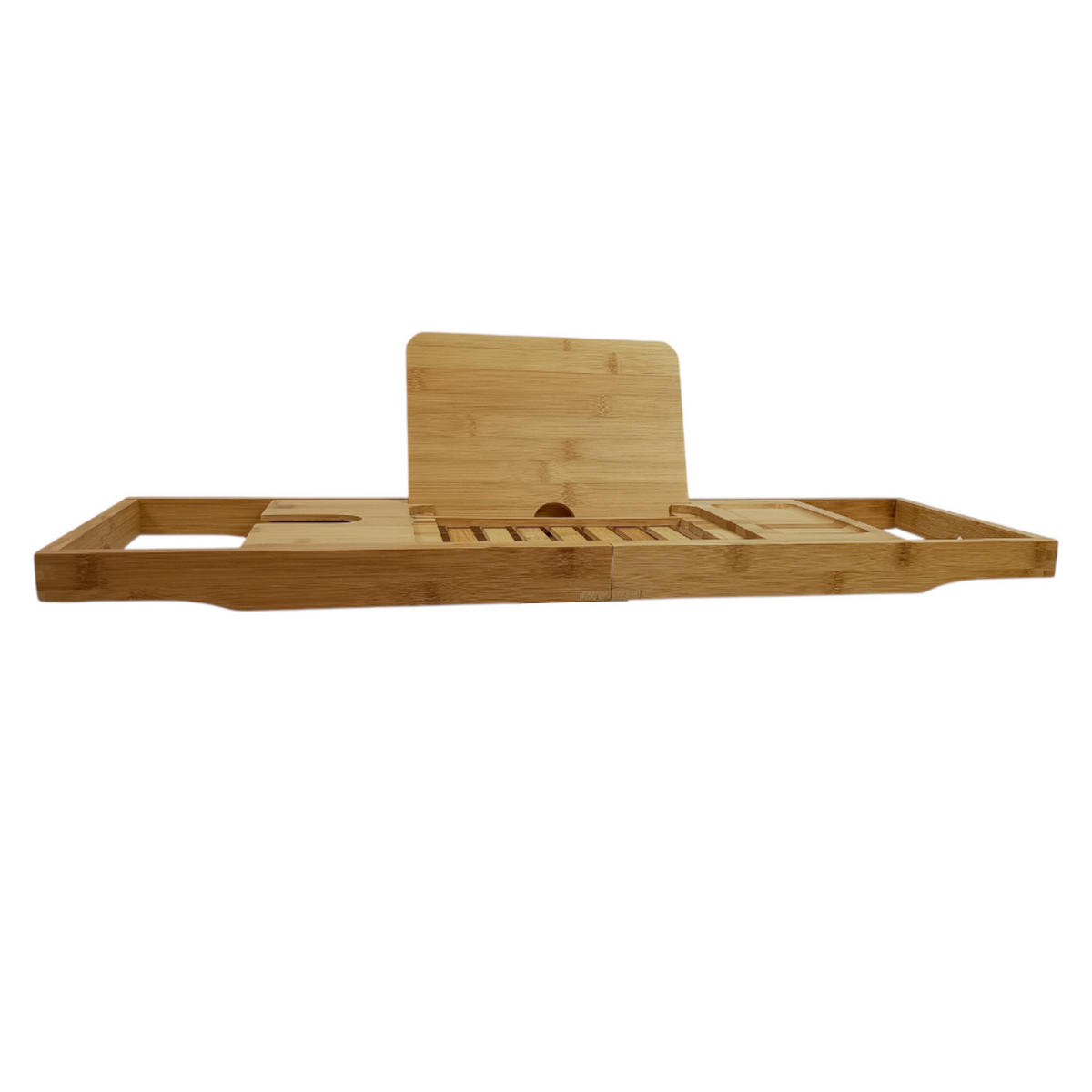 BADEWANNENABLAGE Bambus ausziehbar 70–104 x 23,5 x 4 cm mit Buchhalter und Ablagefächern - Naturfarben, Holz (70/4/23.5cm) - Begryf