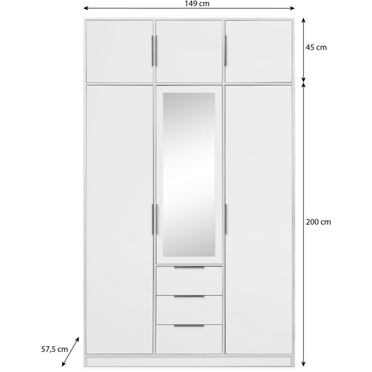 DREHTÜRENSCHRANK Livo mit 3 Türen und 3 Schubladen, mit Schrankaufsatz, eiche Viking+Schwarz, 150 cm - Eichefarben/Schwarz, Holzwerkstoff (150/245/57cm) - Beautysofa