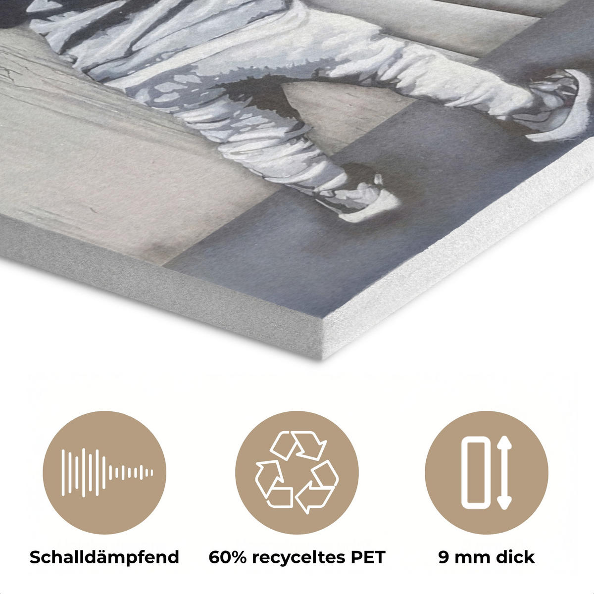 AKUSTIKBILD Graffiti - Junge - Ilussie - Straßenkunst Akustikpaneele 90x90 cm - Hellgrau, Textil (90/90/0.9cm) - MuchoWow