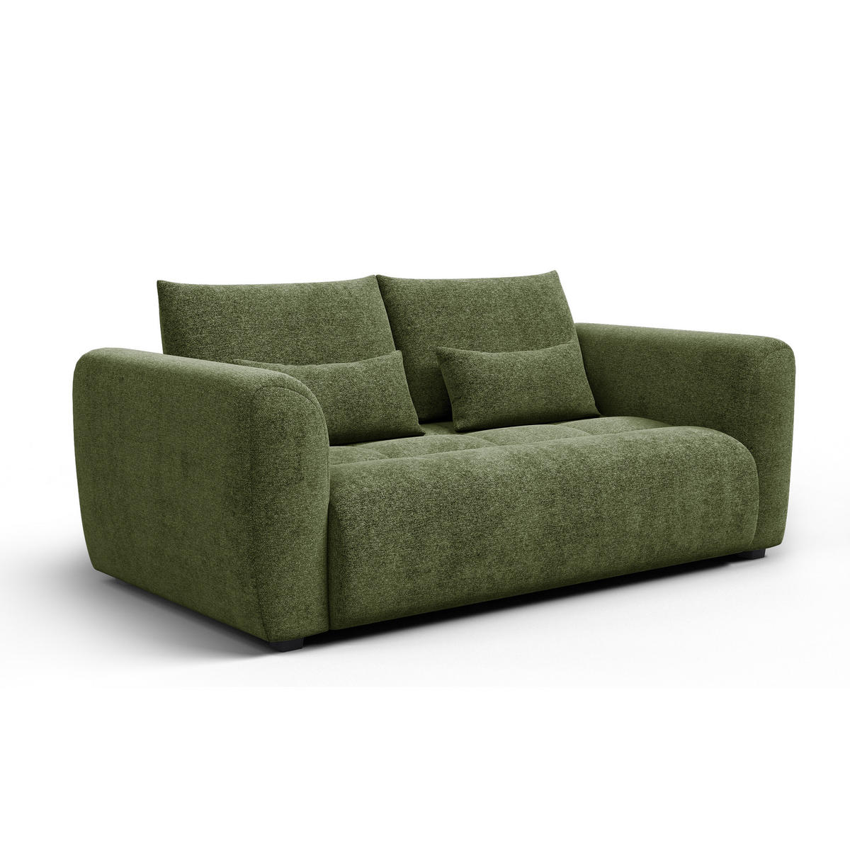 SOFA SORENO 3-Sitzer, dunkelgrün - Dunkelgrün/Schwarz, Holz/Textil (214/94/114cm) - Courtois Laville