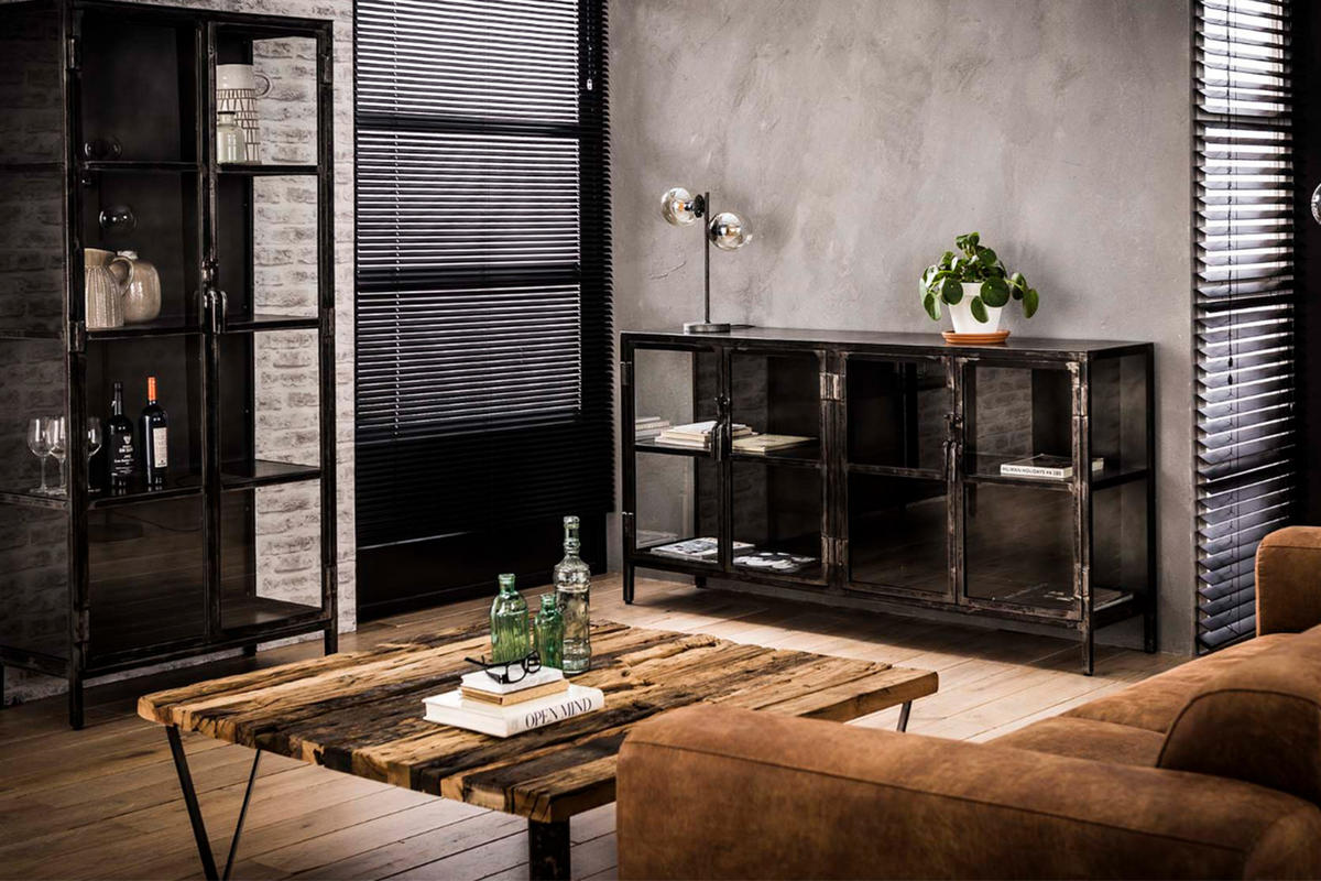 SIDEBOARD BREST Schwarz Metall - Schwarz, Metall (180/92/40cm) - KAWOLA