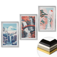 WANDBILDER 3er Set - 40x60 cm Silberner Rahmen - Wasserfälle, Berge, Brücken, Bäume - Silberfarben, Kunststoff (40/60cm) - ArtPrintCave