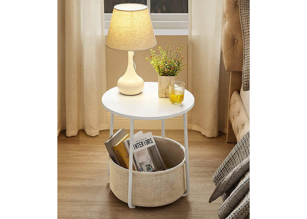 BEISTELLTISCH mit Korb - Weiß, Metall (45/45/50cm) - A2A Home