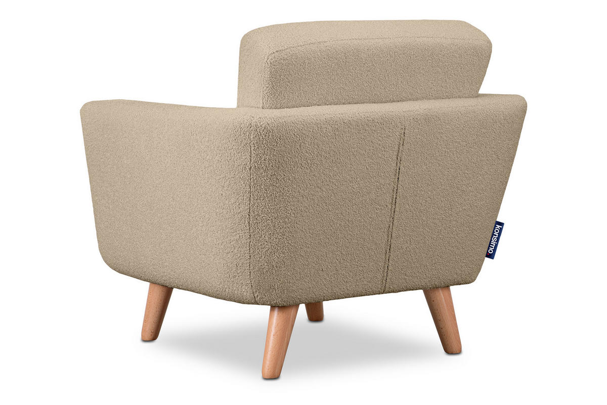 SESSEL TAGIO Massivholz-Beine, Beige - Beige/Braun, Buchenholz/Textil (86/80/88cm) - KONSIMO®