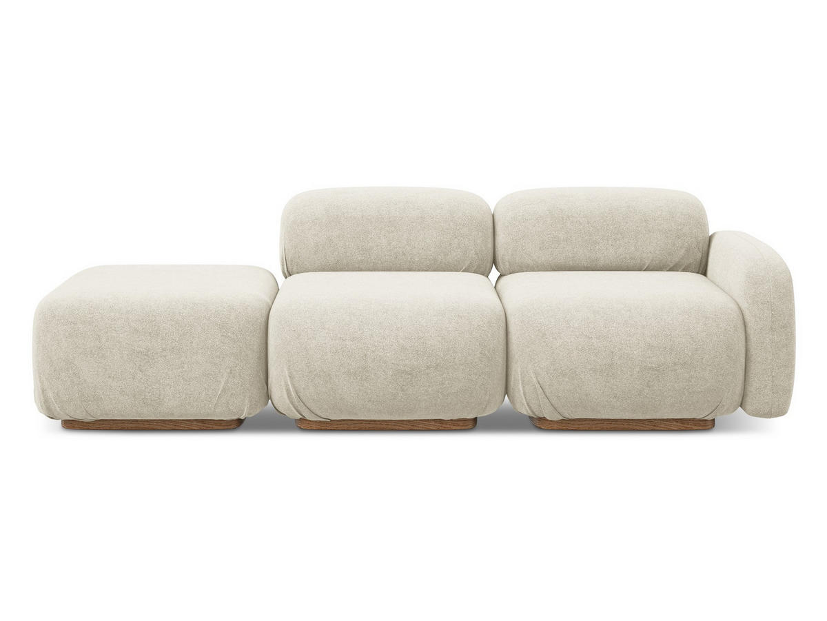 3-SITZER SOFA Links Bouclé Stoff Beige - Beige/Creme, Holz/Textil (95/73/258cm) - Makamii