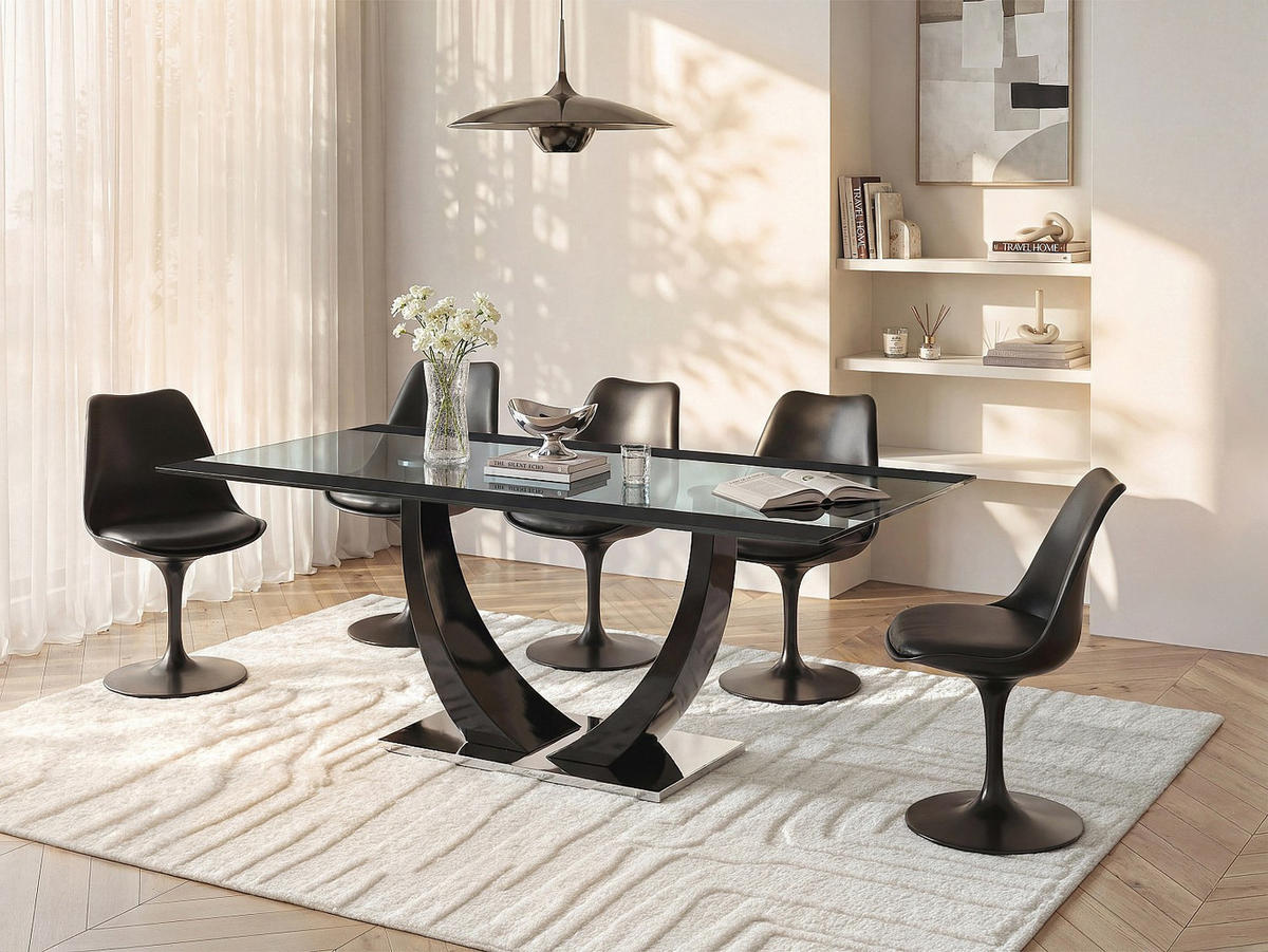 ESSTISCH - 8 Personen - Glas - Transparent, Schwarz MEZZO - Transparent/Schwarz, Glas (100/200/74.5cm) - Vente-Unique