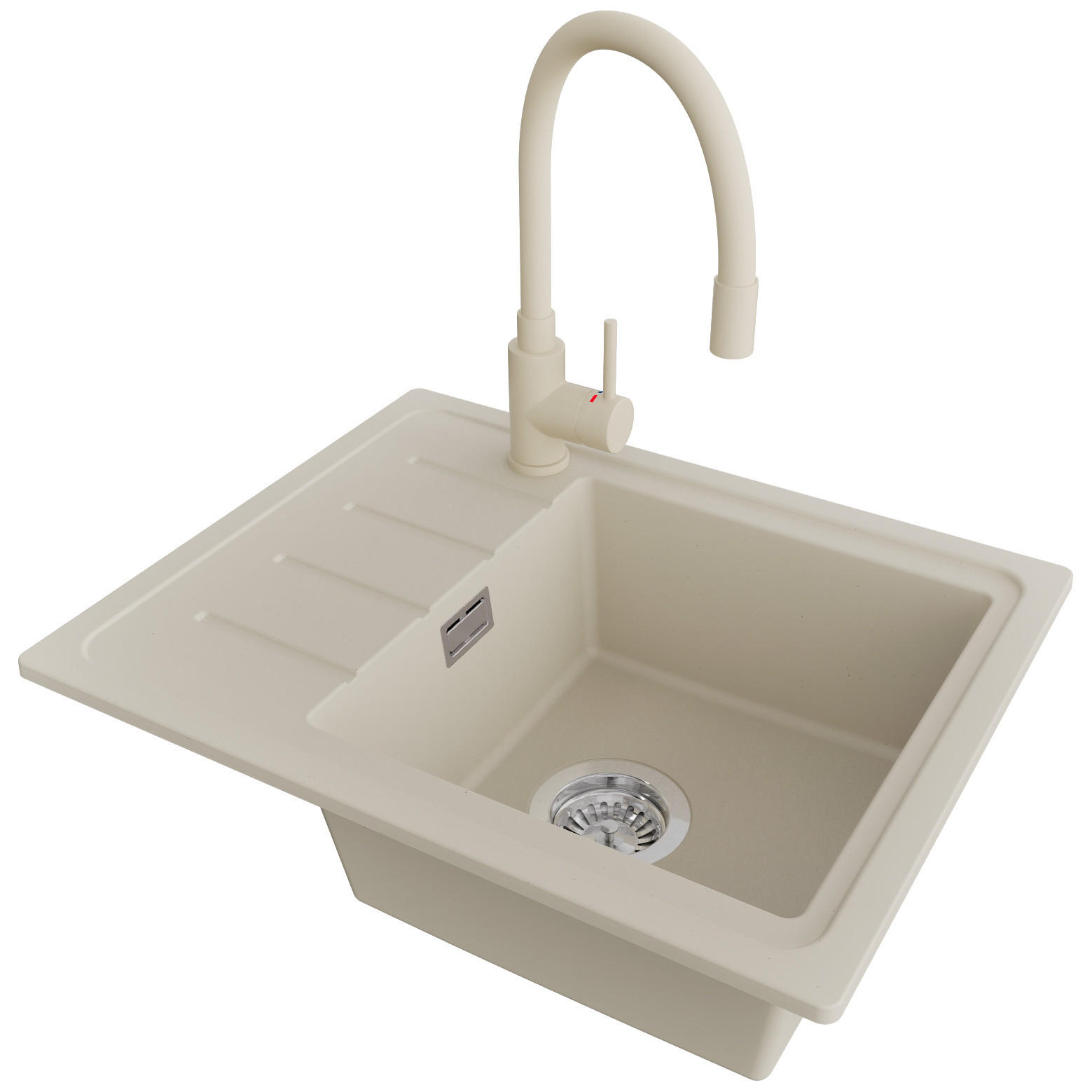 Primagran Granitspüle Beige, Chrom, Beige 55x17x44 cm