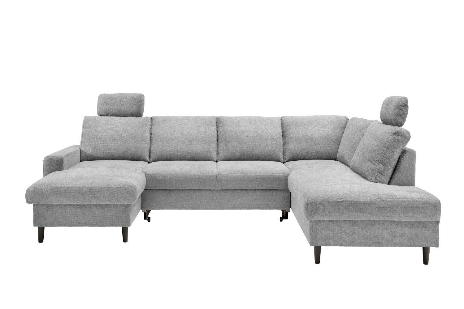 WOHNLANDSCHAFT mit Schlaffunktion und Bettkasten - Hellgrau/Schwarz, Kunststoff/Textil (200/88/305cm) - myHomelando