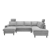 WOHNLANDSCHAFT mit Schlaffunktion und Bettkasten - Hellgrau/Schwarz, Kunststoff/Textil (200/88/305cm) - myHomelando