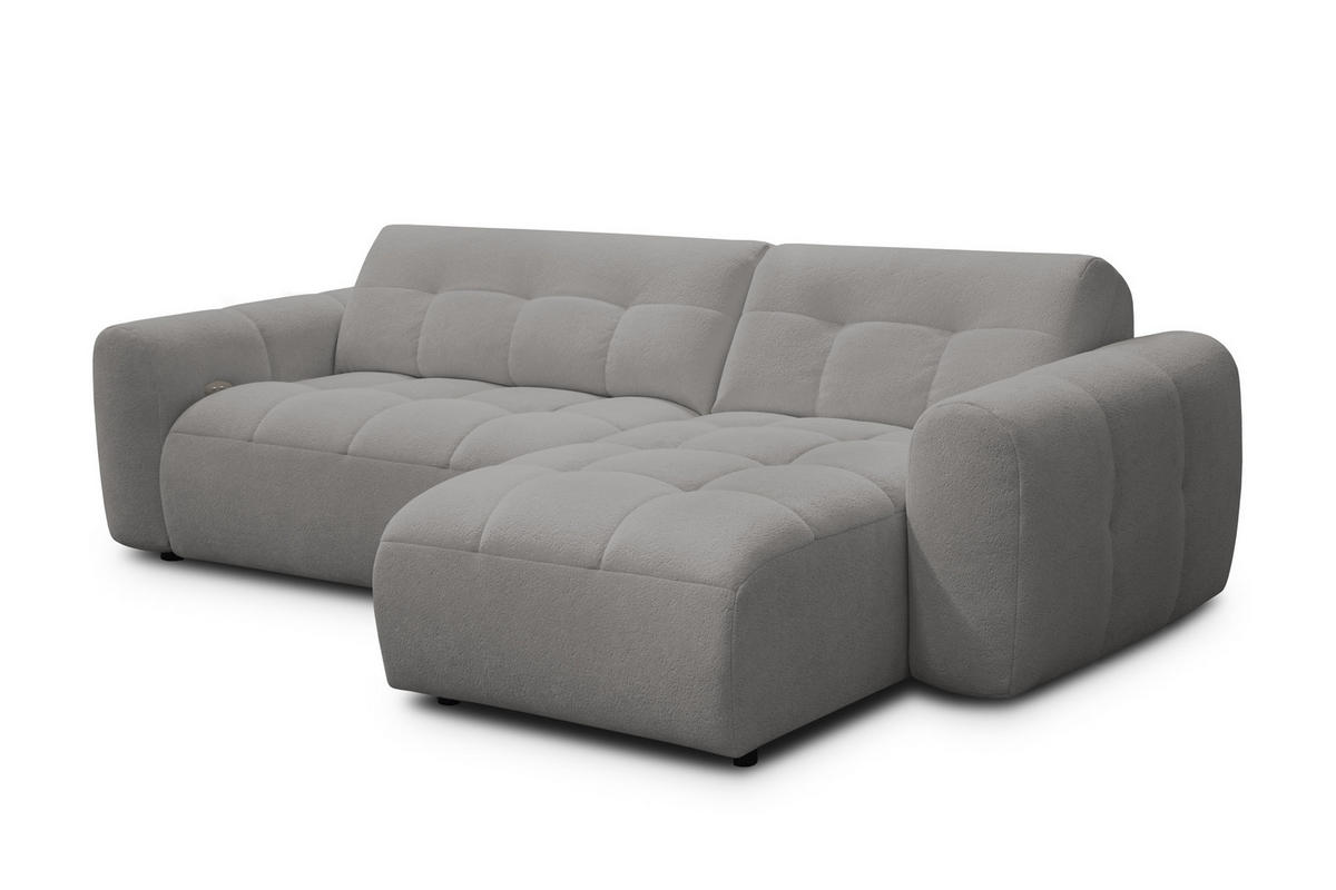ECKSOFA LUMERO 4-Sitzer RECHTS, taupe - Taupe/Schwarz, Holz/Textil (275/166cm) - Courtois Laville