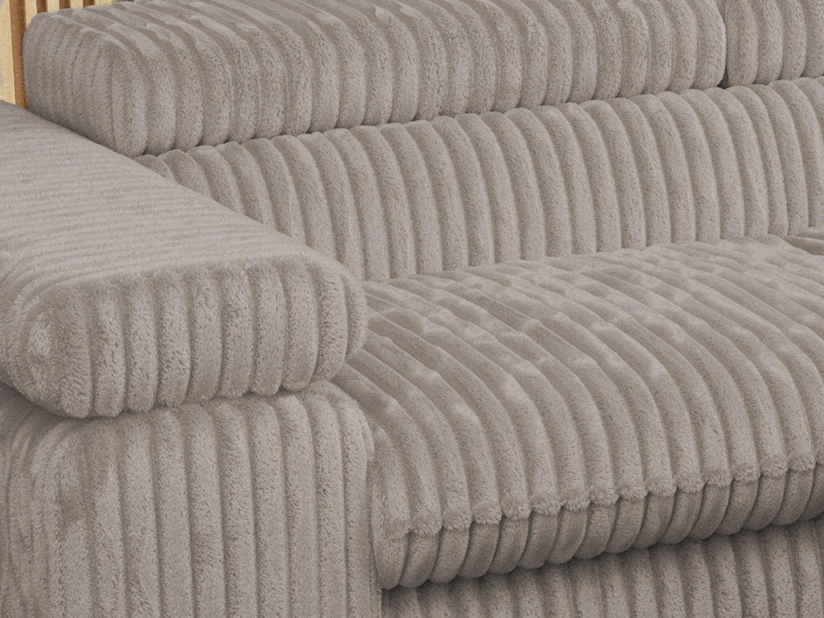 ECKSOFA PEDRO L Hellbraun Cord - Links Seite - Hellbraun/Schwarz, Textil/Metall (208/273cm) - MKS
