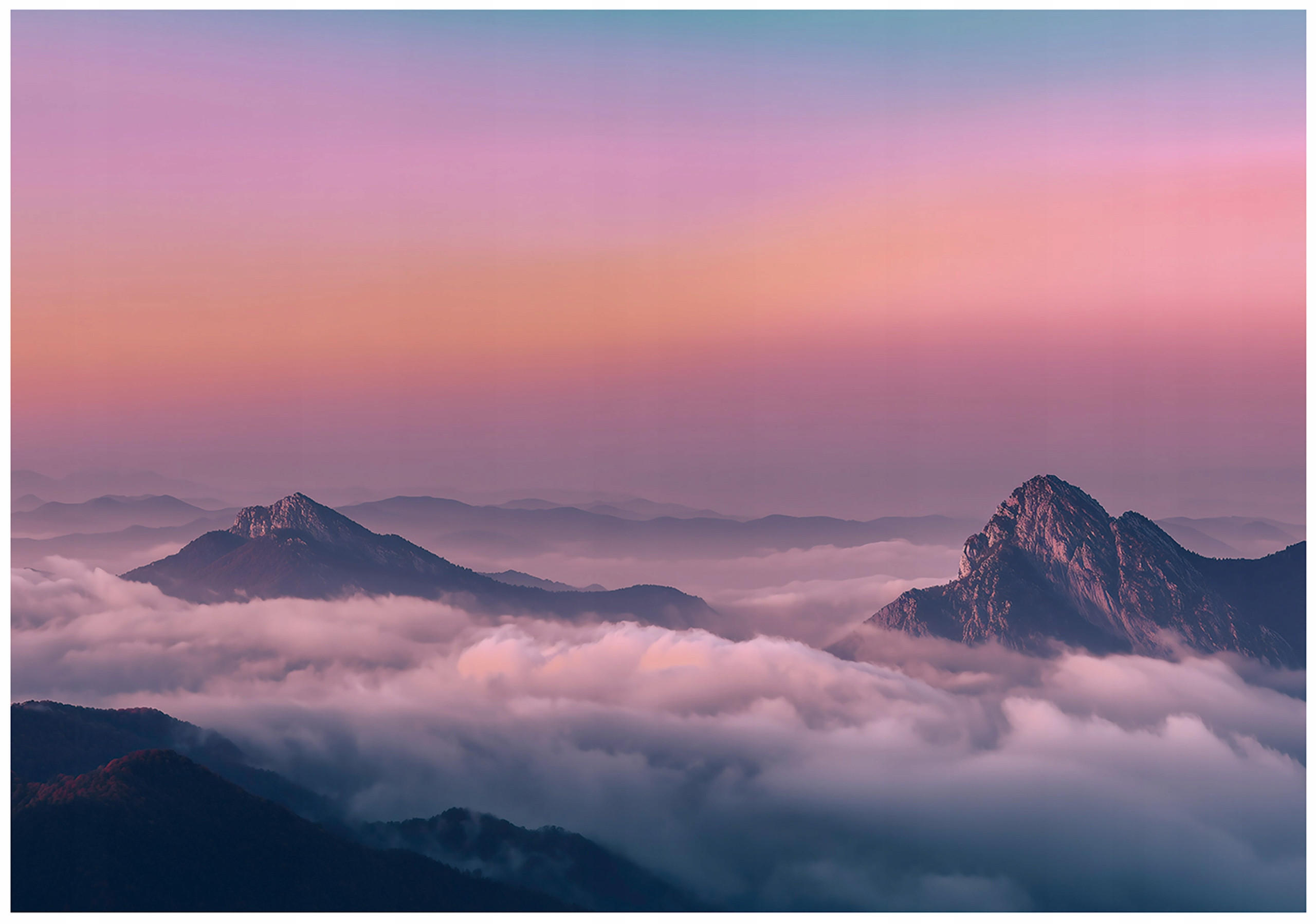 FOTOTAPETE Gebirge Himmel Rosa 250x175 cm - Multicolor, Papier (250/175cm) - Wallarena