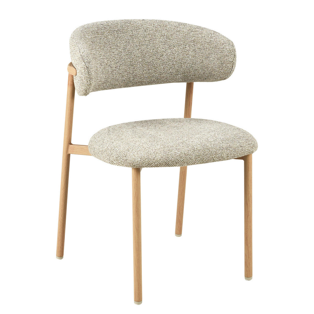 POLSTERSTUHL - 2er-Set - Strukturstoff / Edelstahl - Beige, Textil/Metall (55/80/57cm) - home24
