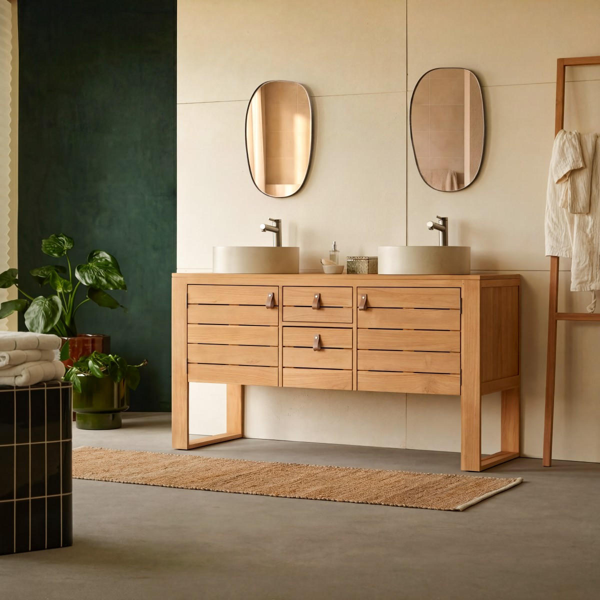 WASCHTISCHUNTERSCHRANK Minimalys Natur aus Teak - Naturfarben, Holz (145/78/50cm) - Tikamoon