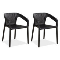 GARTENSTUHL 2er-Set Kunststoff Schwarz mit Armlehnen - Schwarz, Kunststoff (110/75/54cm) - Homestyle4u