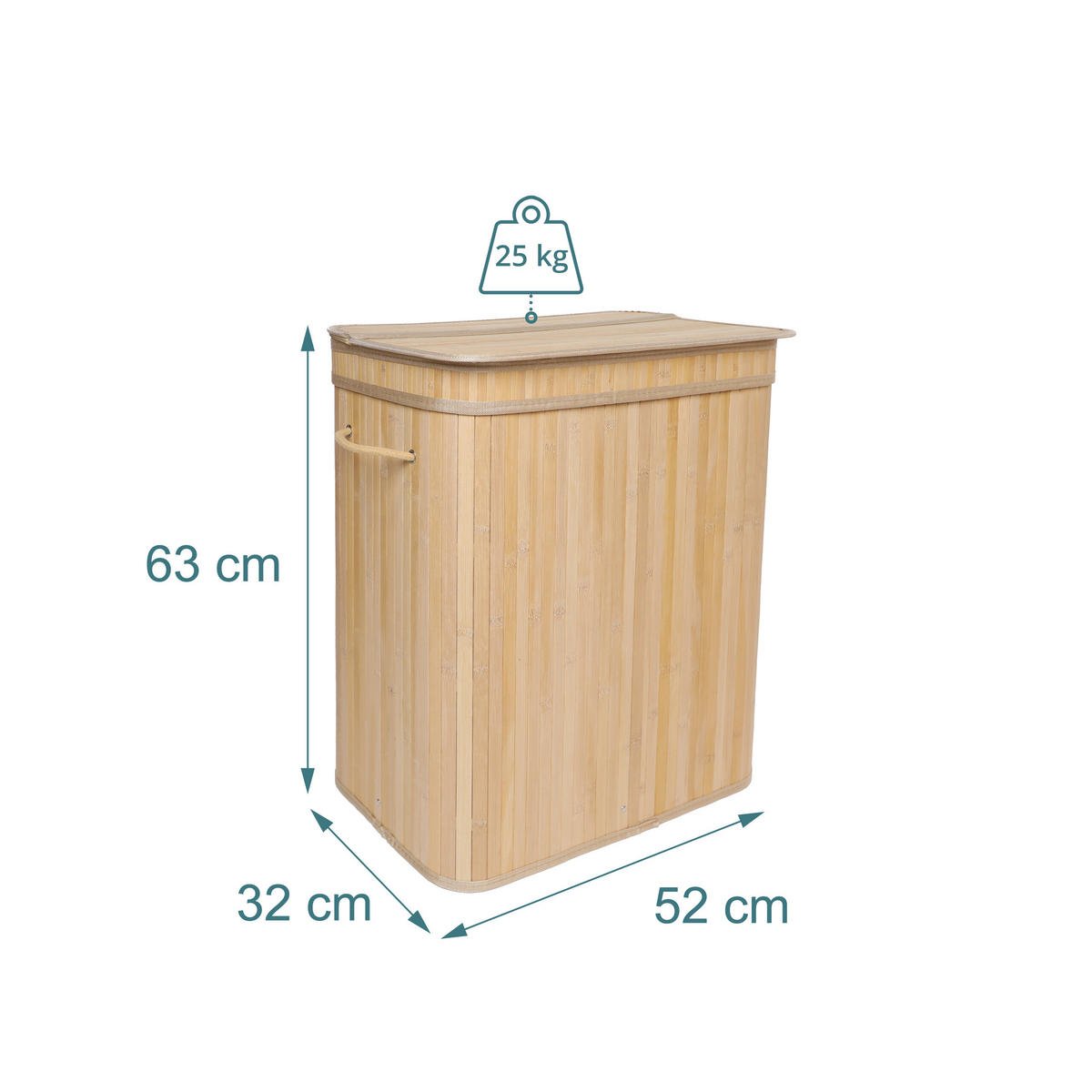 KÔŠ na prádlo - svetlohnedá, drevo/textil (32/52/63cm) - Relaxdays