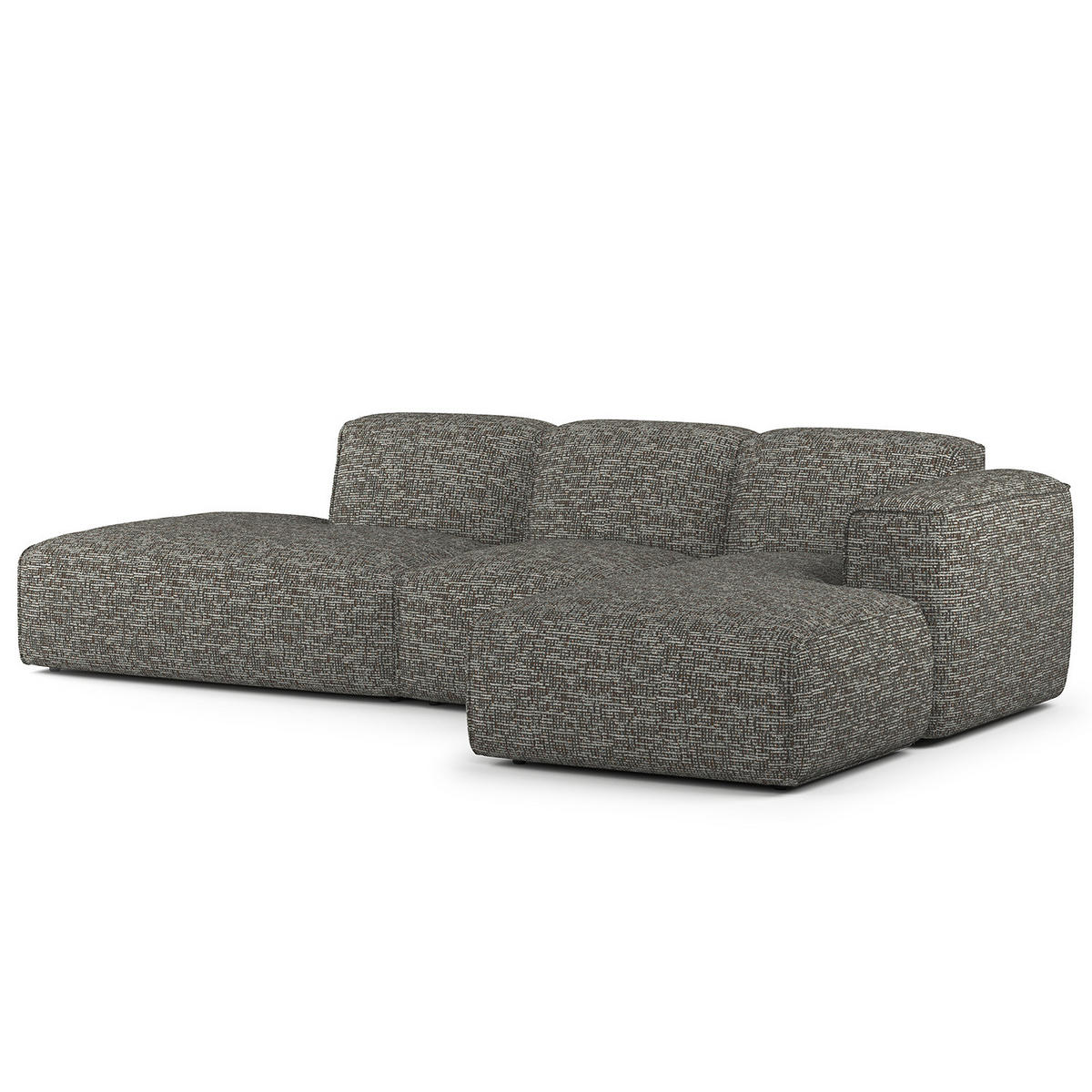 ECKSOFA mit Chaiselongue - Schwarz/Grau, Kunststoff/Textil (290/173cm) - home24