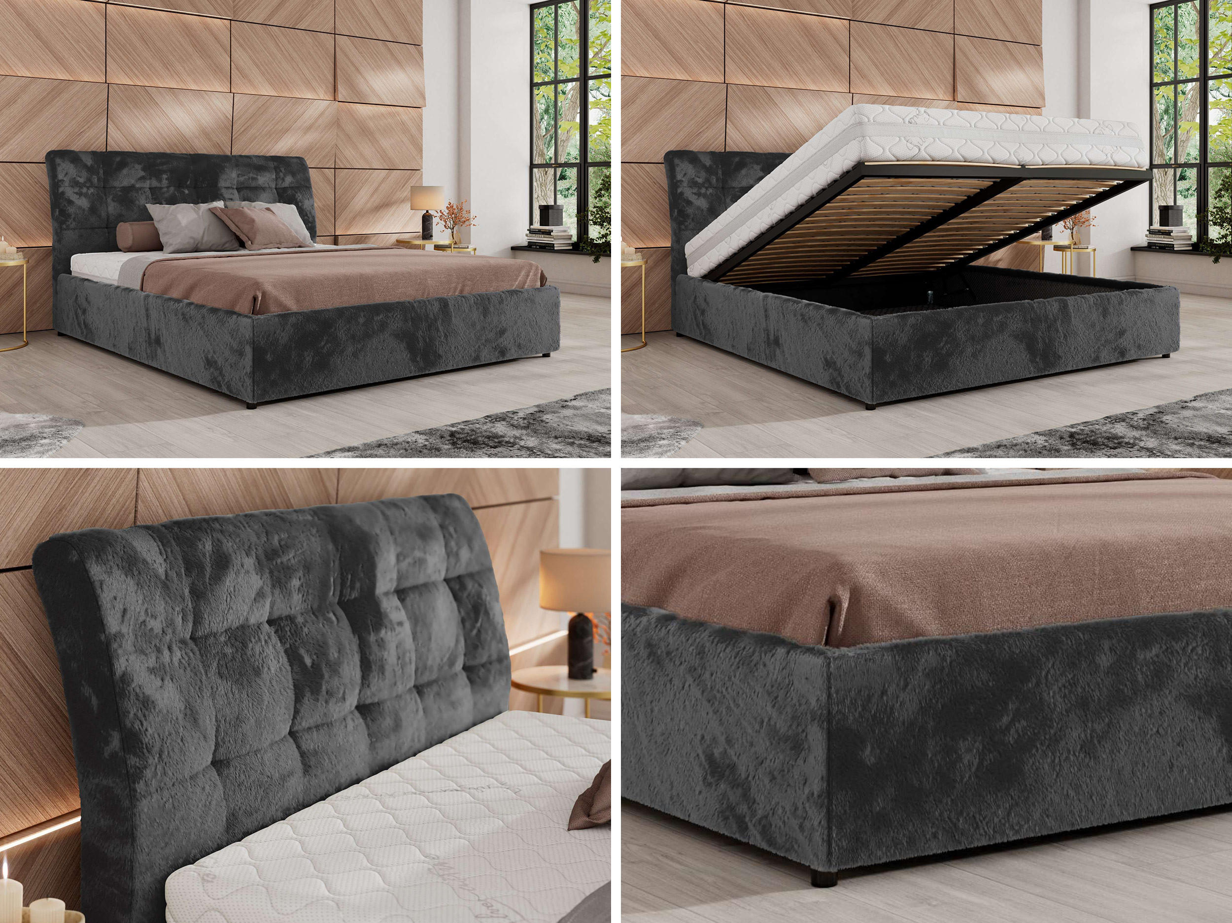 Thumbnail - MKS Polsterbett, Dunkelgrau, Textil, H2, Rechteckig, 140x200 cm, Oeko-Tex®, Schlafzimmer, Betten, Polsterbetten