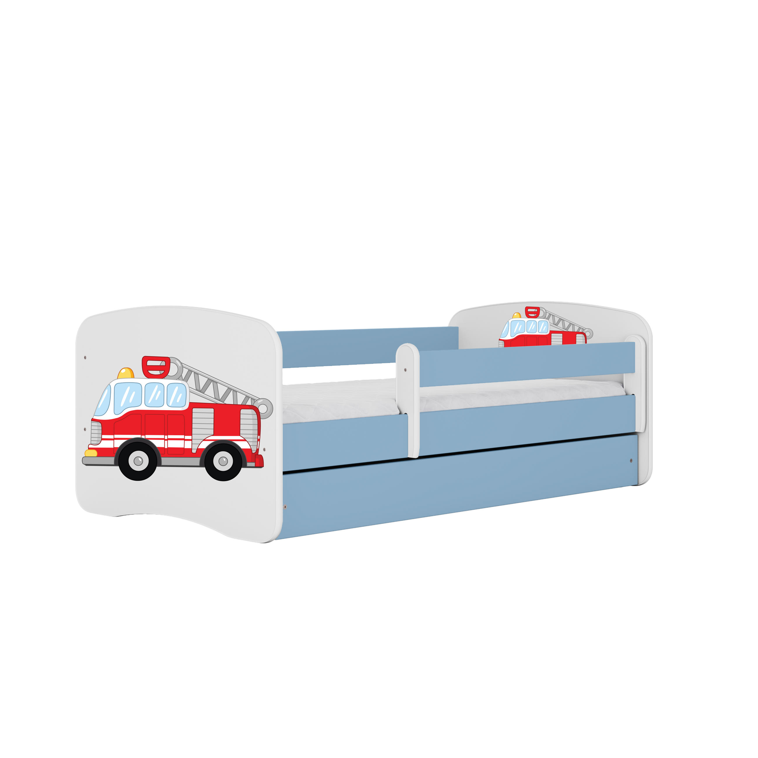 KINDERBETT Löschzug mit Schublade und Matratze 180/80 - Blau, Holzwerkstoff (80/180cm) - RAUMHIRSCH FURNITURE