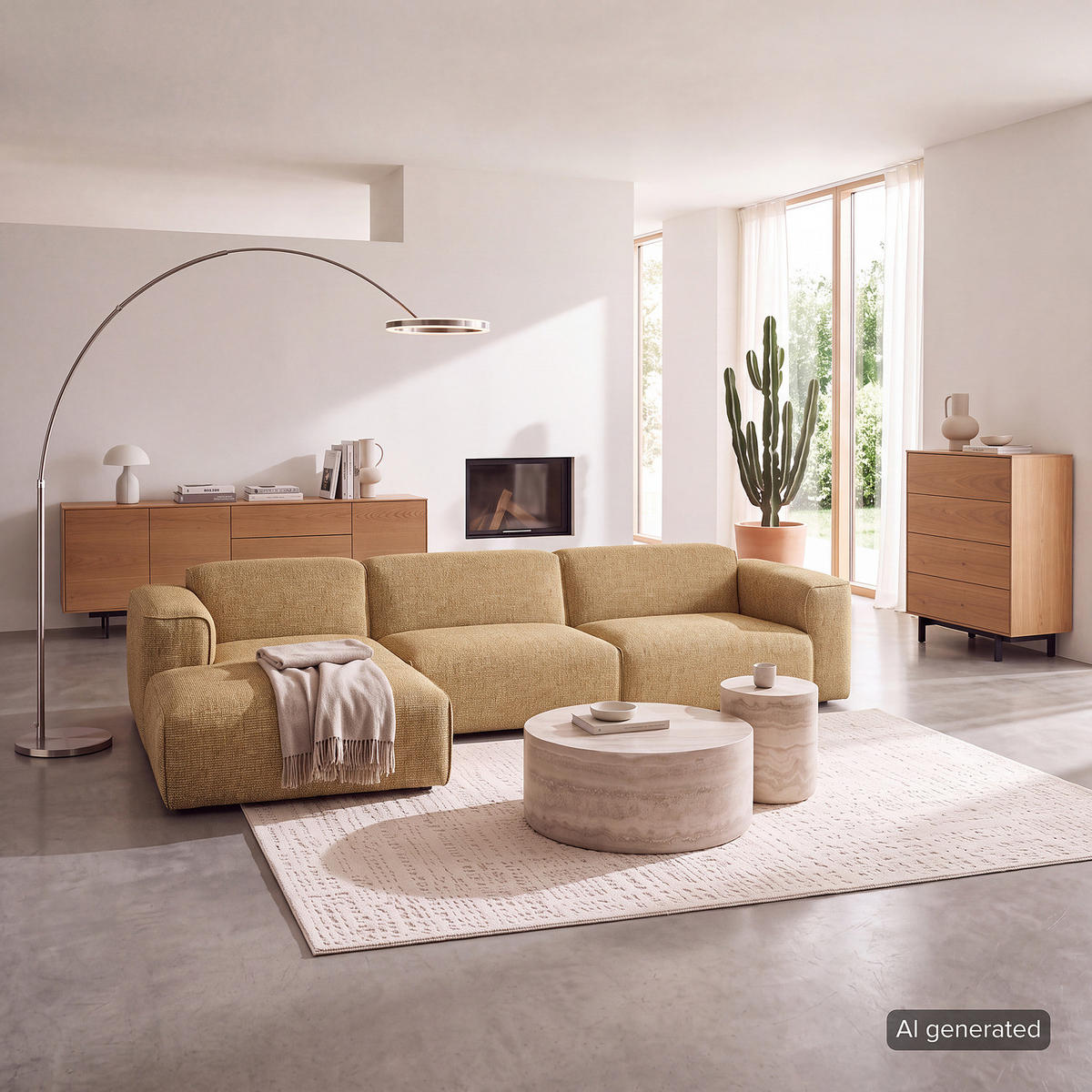 3-SITZER ECKSOFA mit Longchair - Schwarz/Honig, Kunststoff/Textil (317/173cm) - home24