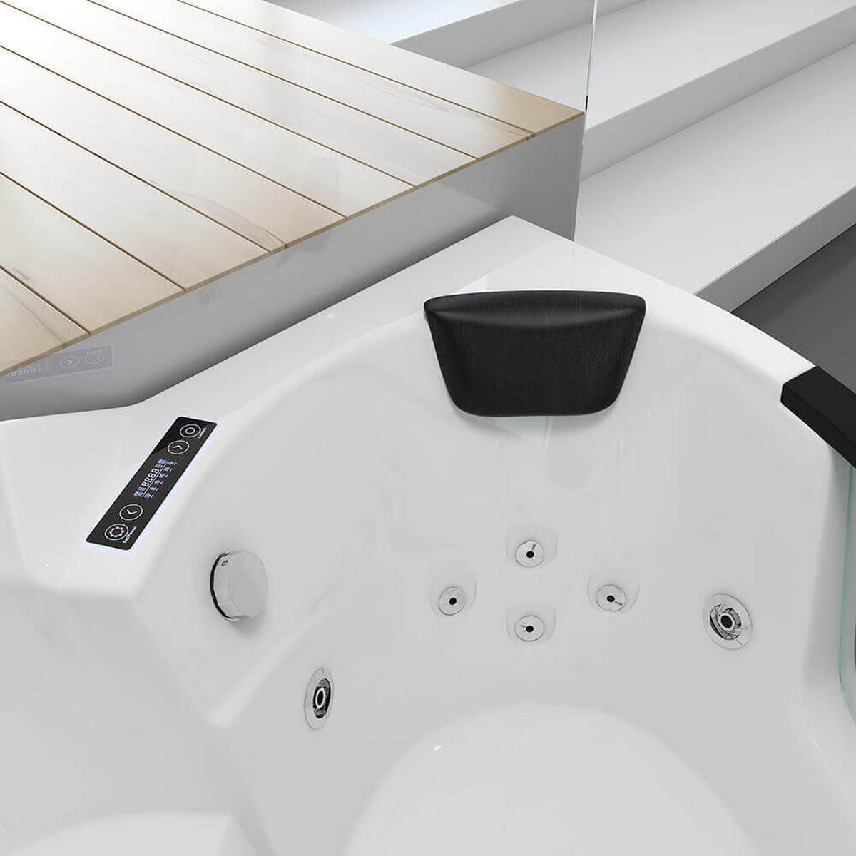 WHIRLPOOL Badewanne mit Lichttherapie LAGUNA L KOMPAKT - 140 x 140 cm - Weiß, Keramik (140/65/140cm) - Home Deluxe