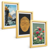 BILDER SET 3er Set - 20x30 cm Goldrahmen - Japanische Natur, Japandi-Kultur - Goldfarben, Kunststoff (20/30cm) - TULUP