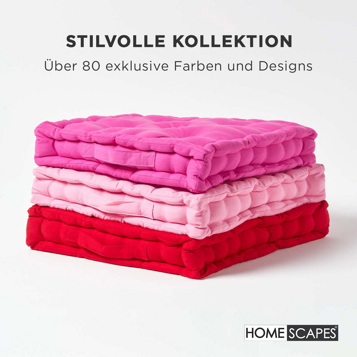 SITZKISSEN rot 50/50/10 cm – Bodenkissen unifarben - Rot, Textil (50/50/10cm) - Homescapes