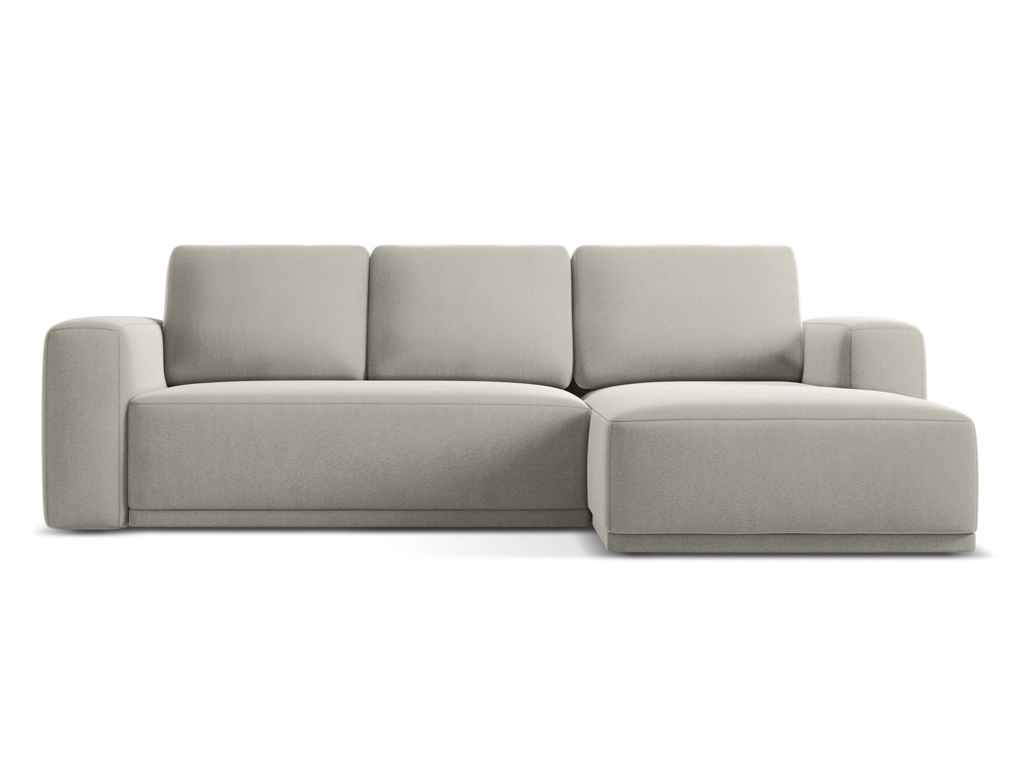 ECKSOFA mit Schlaffunktion Samt Stoff Creme - Perlmutt/Creme, Kunststoff/Textil (258/160cm) - Makamii