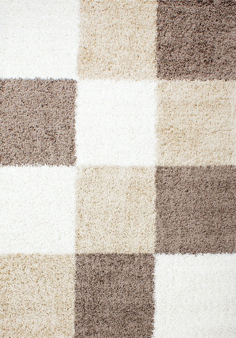 TEPPICH Hochflor Karo Polypropylen Wohnzimmer Shaggy Mokka Rechteckig 200x290 - Mokka, Textil (200/290cm) - KADIMA DESIGN