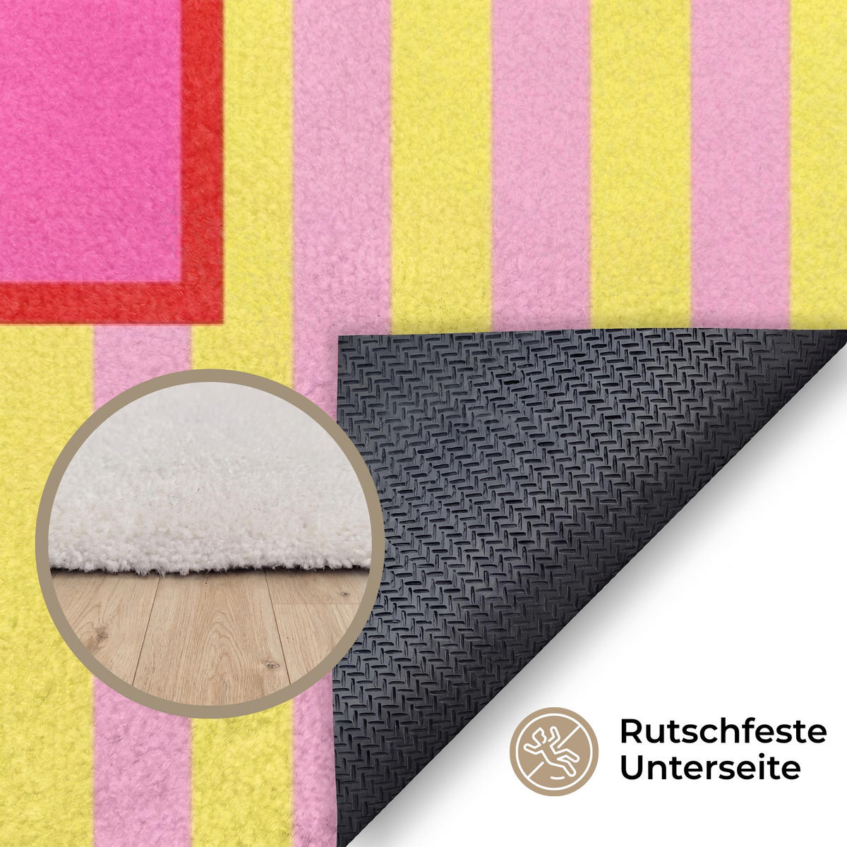 TEPPICH - Text - Streifen - Rosa - 180x120 cm - Pink, Kunststoff/Textil (180/0.4cm) - OnlyWow